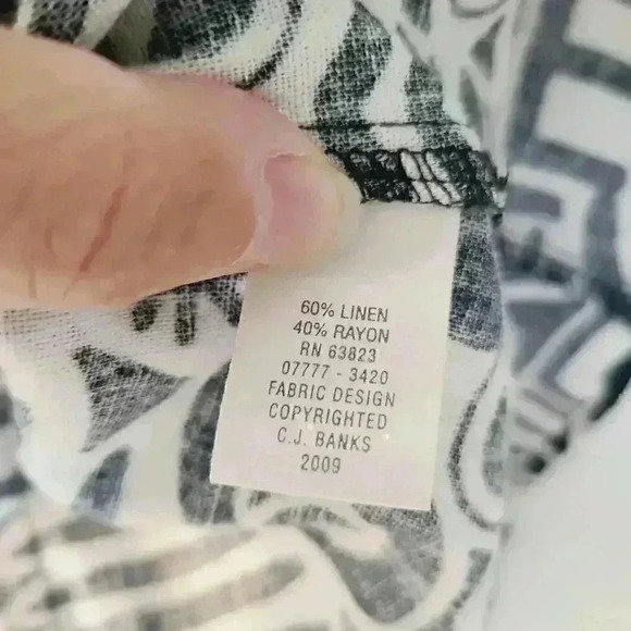 CJ Banks Abstract Print Linen Blend Short Sleeve Blouse Sz L/XL - Picture 6 of 7